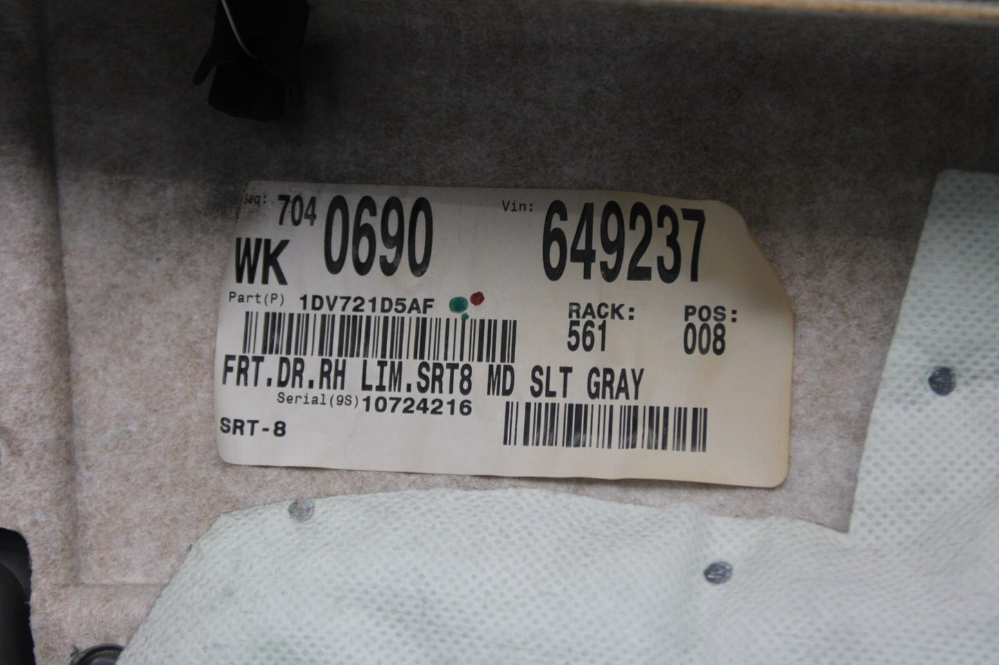 05-10 Jeep Grand Cherokee Front Passenger RH Interior Door Panel Trim 1dv721d5af
