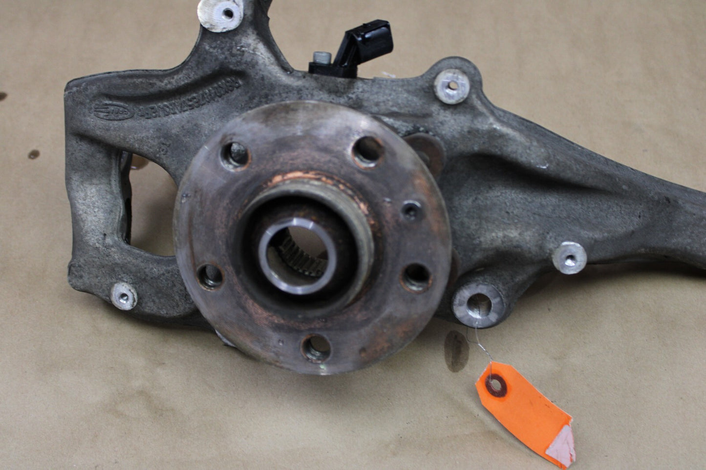12-18 AUDI S7 FRONT DRIVER LH SPINDLE KNUCKLE CONTROL ARMS KNEE ASSY. 4G0407241C