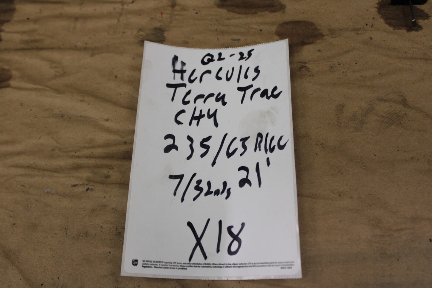 Used Hercules Terra Trac CH4 21' Tire 235/65R16C 7/32nds