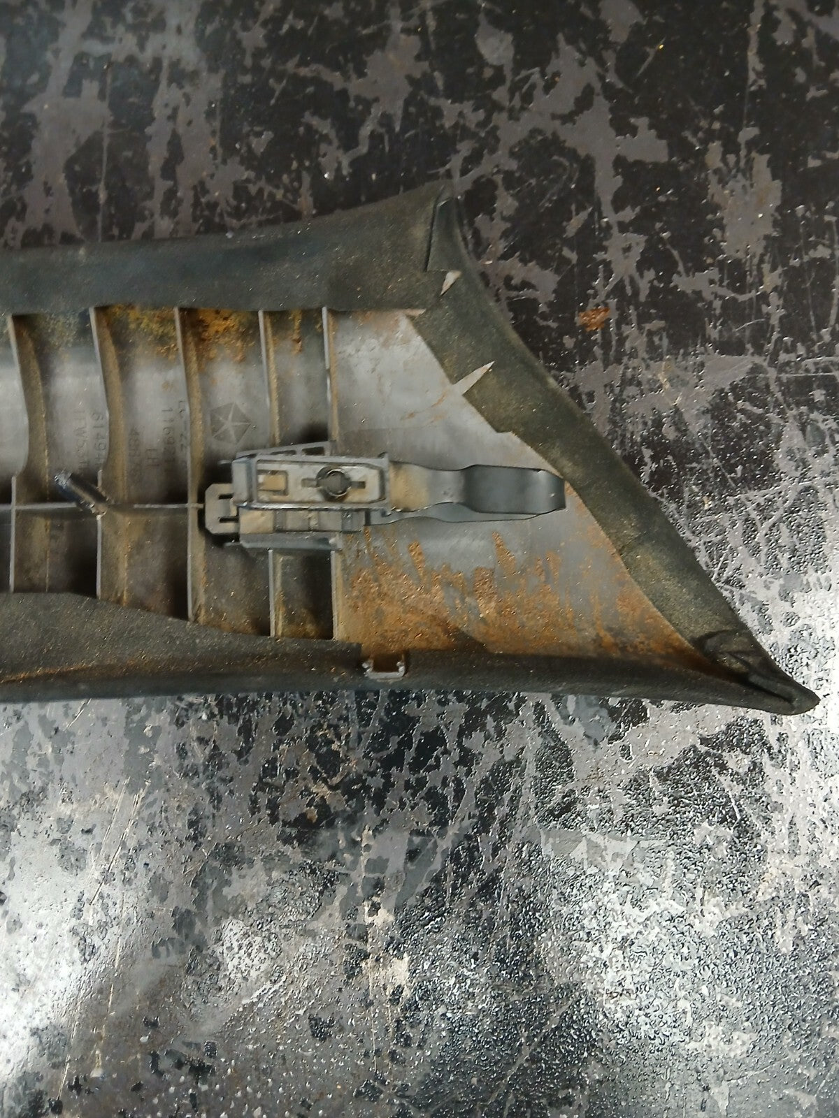 2008-2014 DODGE CHALLENGER OEM LEFT SIDE A PILLAR DARK SLATE GENUINE SUEDE.