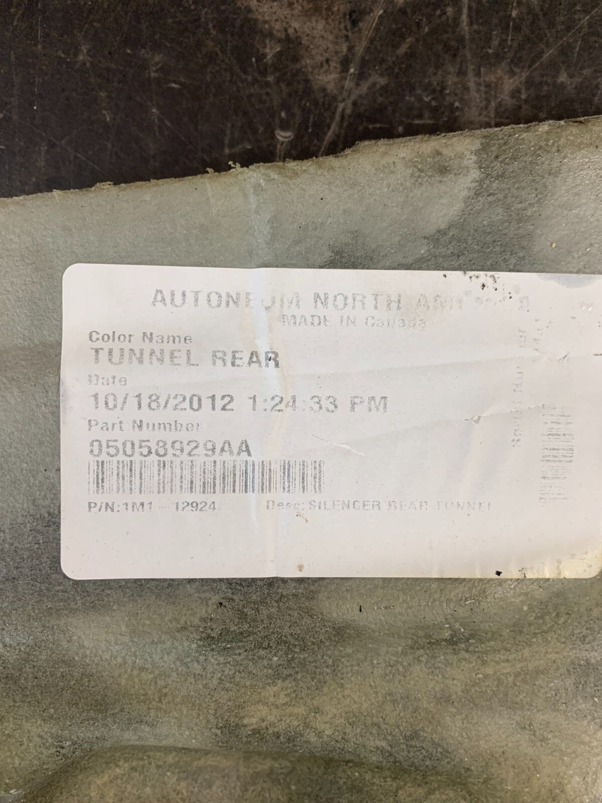 2011-2013 Jeep Grand Cherokee Mopar Rear Silencer tunnel OEM 5058929AA