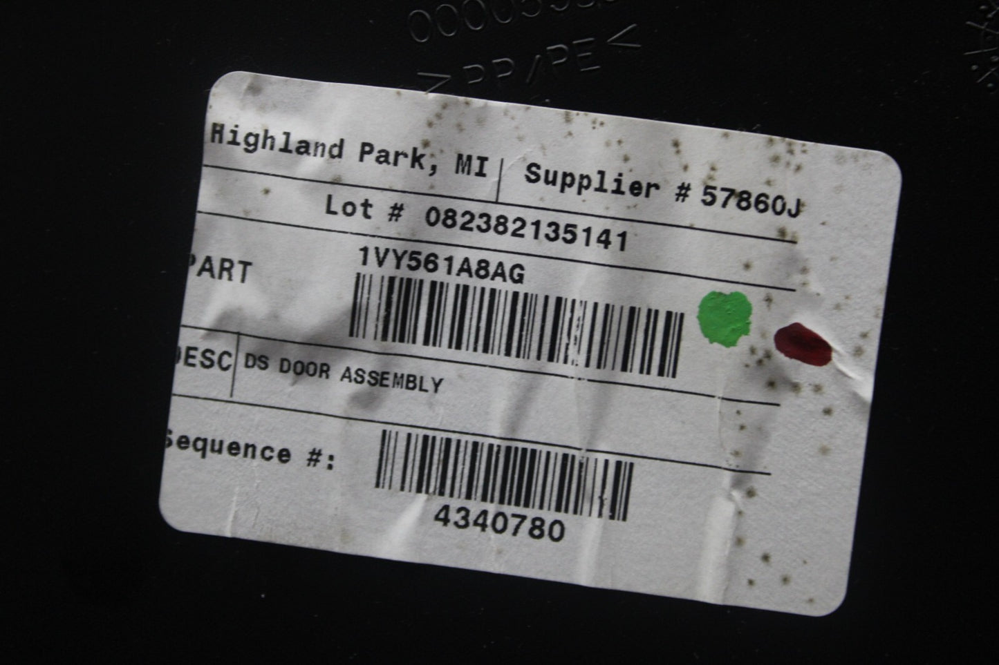 13-19 RAM 1500-3500 RIGHT REAR BIG HORN CREW CAB DOOR PANEL MOPAR OEM 1VY561A8AG