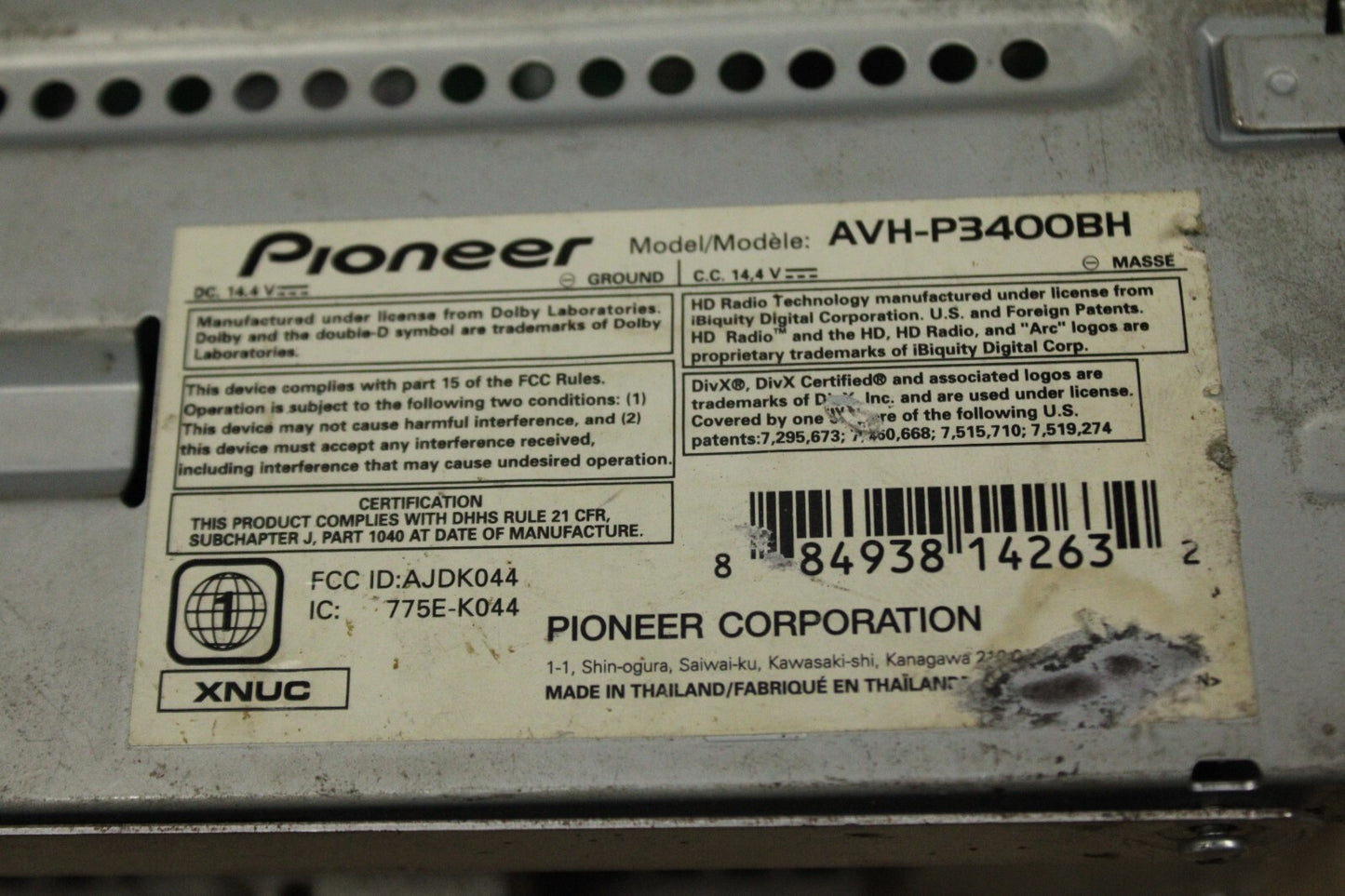 Pioneer AVH P3400BH 5.8 in Audio Radio Display Screen Assembly PARTS ONLY