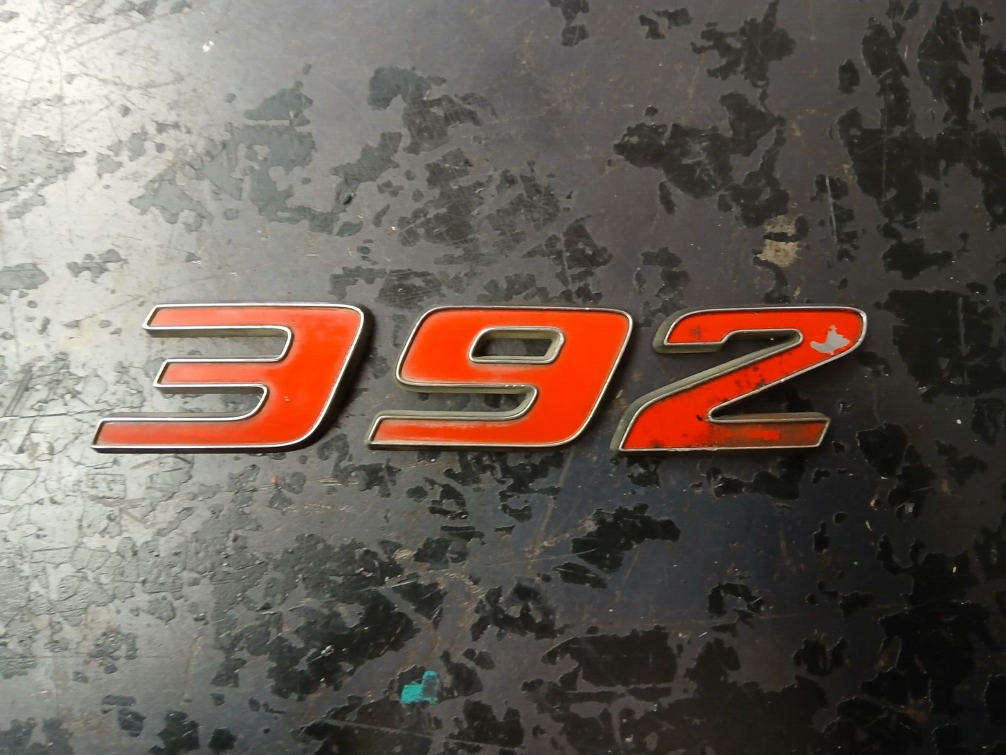 Dodge 392 HEMI Badge Emblem Nameplate Chrome/Red