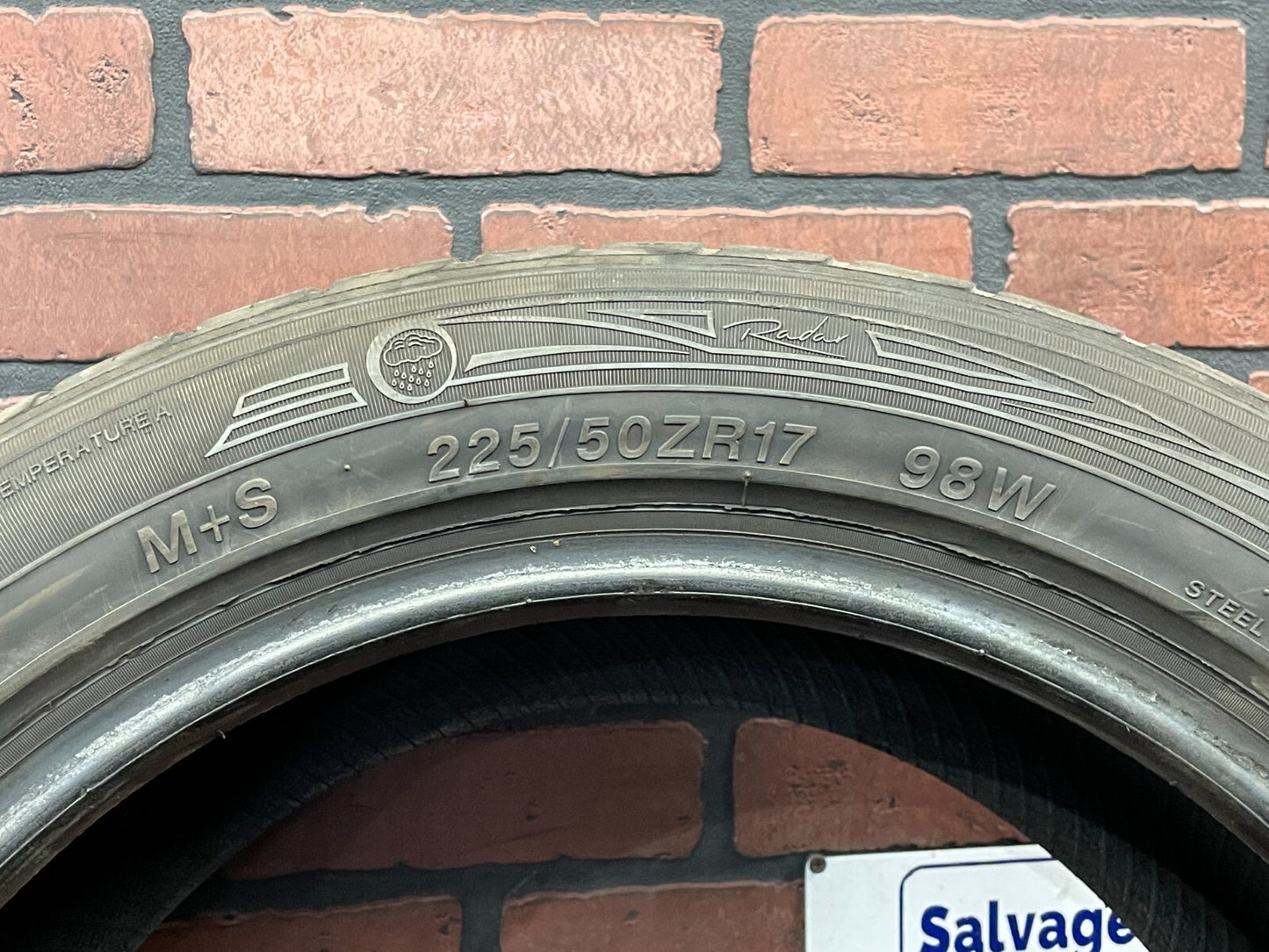 225/50ZR17 Radar Dimax AS-8 98 W Used Tire 5/32nds Tread Depth