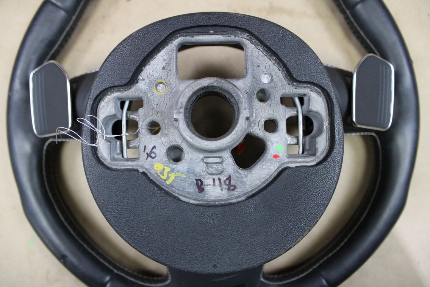 2013-2018 Audi S7 3 Spoke Steering Wheel Assembly Heated Tiptronic Black Leather