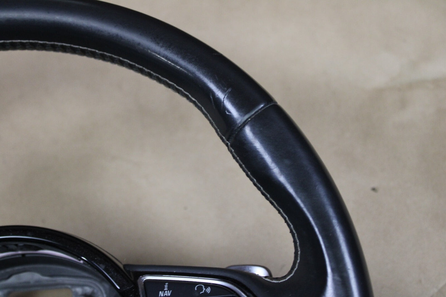 2013-2018 Audi S7 3 Spoke Steering Wheel Assembly Heated Tiptronic Black Leather