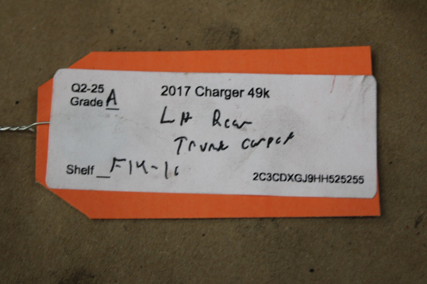 2015-2019 DODGE CHARGER REAR TRUNK LEFT QUARTER TRIM PANEL CARPET OEM 68202776AB