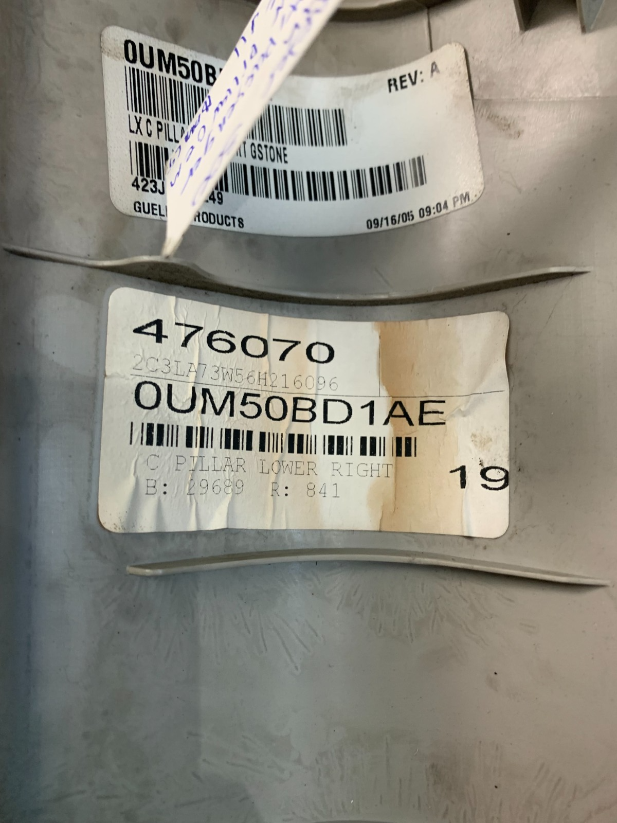 2006-2010 Charger 300 Passenger RH Quarter Trim Panel C Pillar OEM OUM50BD1AE