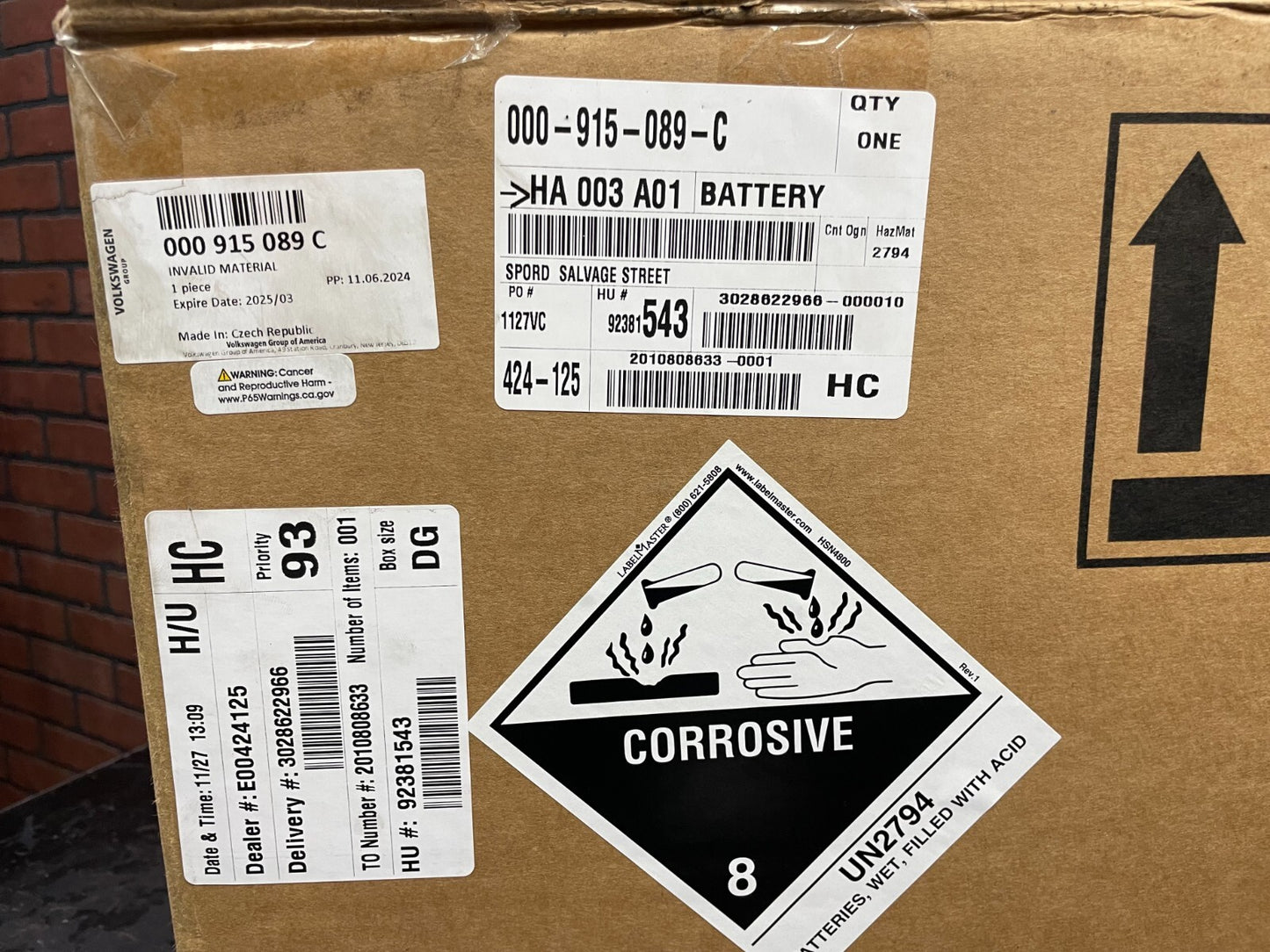 Volkswagen Group Battery Audi A3/Q3/S3 2.0L 51AH 480A 12v 280A DIN 000-915-089-C