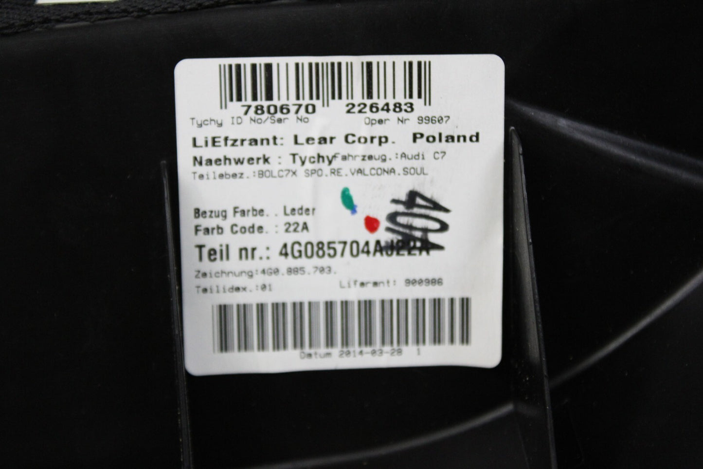Set Rear Left Right Seat Backrest Bolster Black 4G085704AJ22A Audi A7 S7 RS7 18