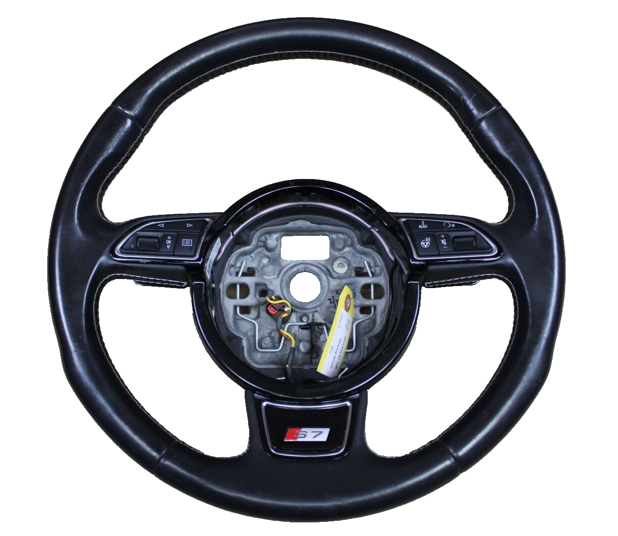 2013-2018 Audi S7 3 Spoke Steering Wheel Assembly Heated Tiptronic Black Leather