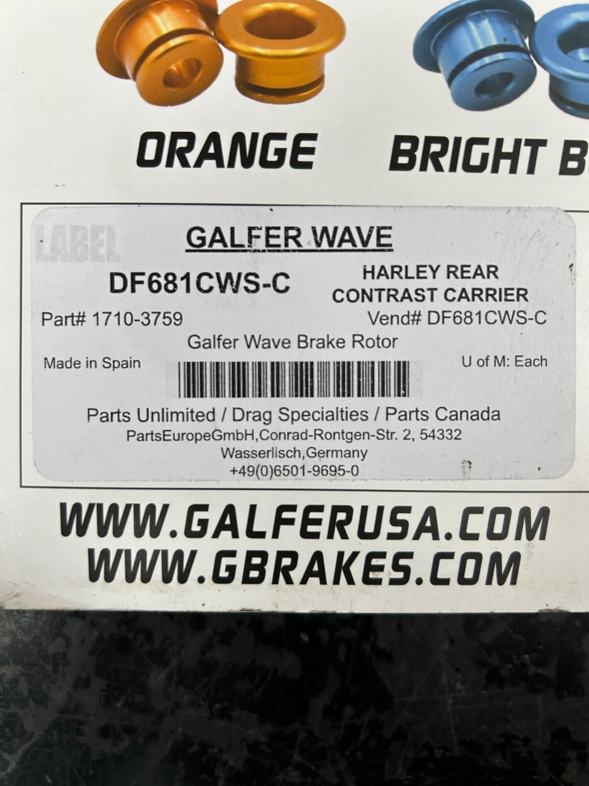 Harley Davidson Galfer Rear Rotor Black Carrier DF681CWS-C