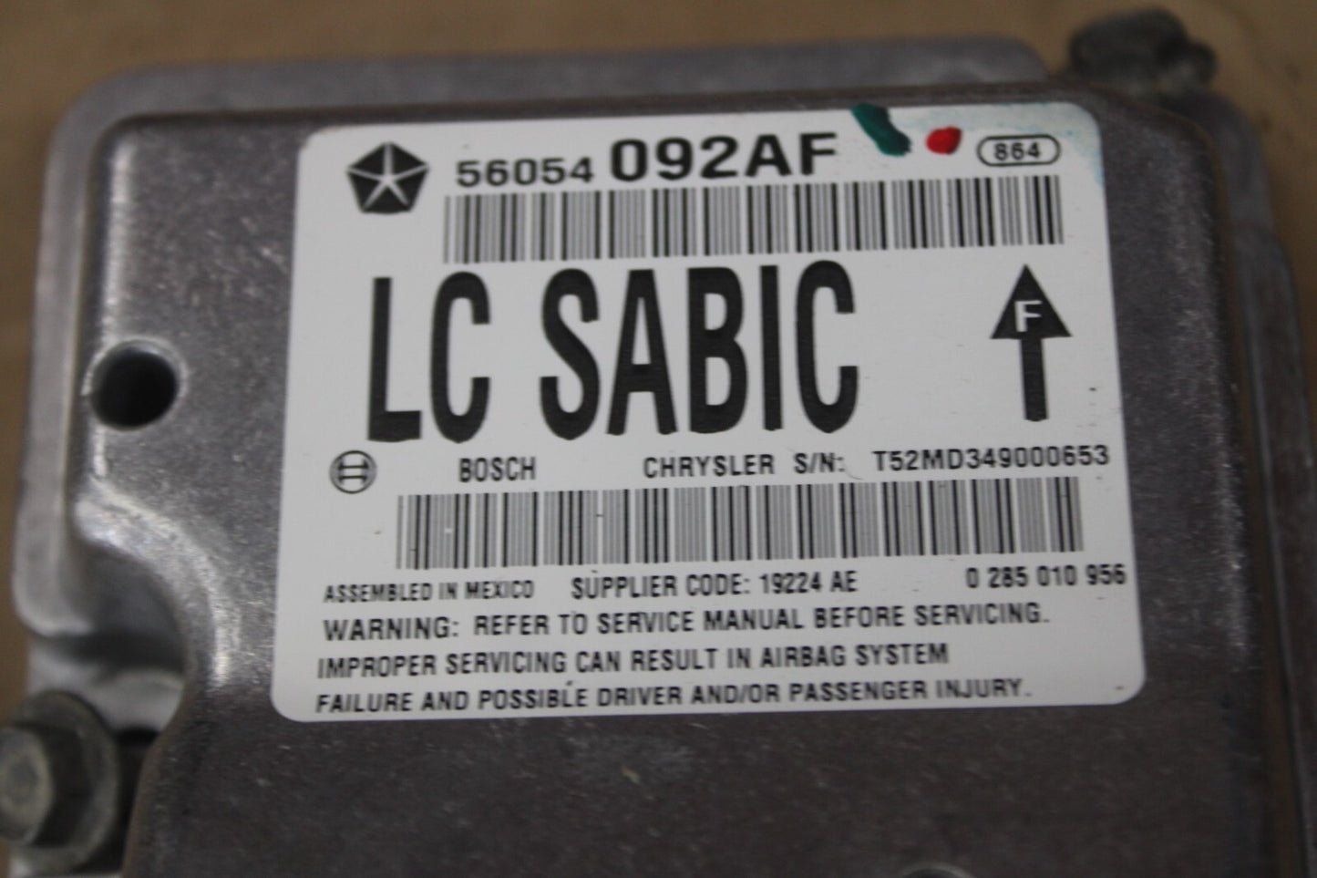2011-2014 Dodge Challenger SRT8 Occupant Restraint Control Module SRS 56054092AF