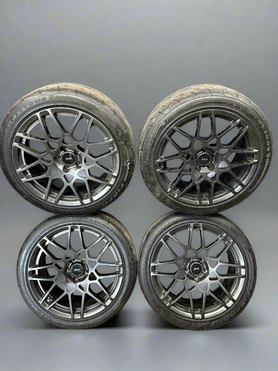 Used OEM Ford Mustang GT500 SVT Staggered Wheel and Tire Set 20x9.5, 19x9.5
