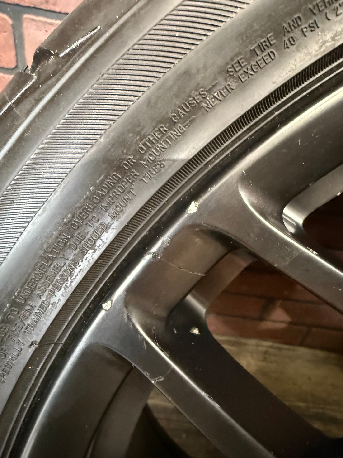 Used OEM Ford Mustang GT500 SVT Staggered Wheel and Tire Set 20x9.5, 19x9.5