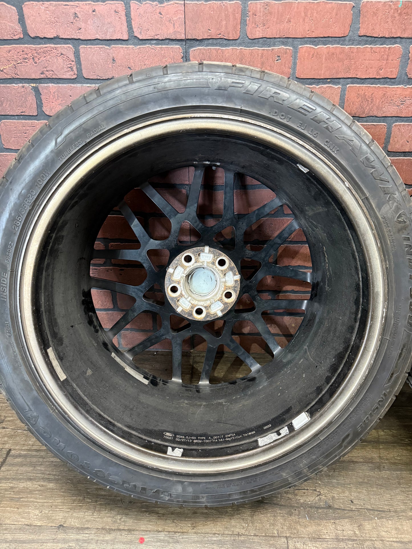 Used OEM Ford Mustang GT500 SVT Staggered Wheel and Tire Set 20x9.5, 19x9.5