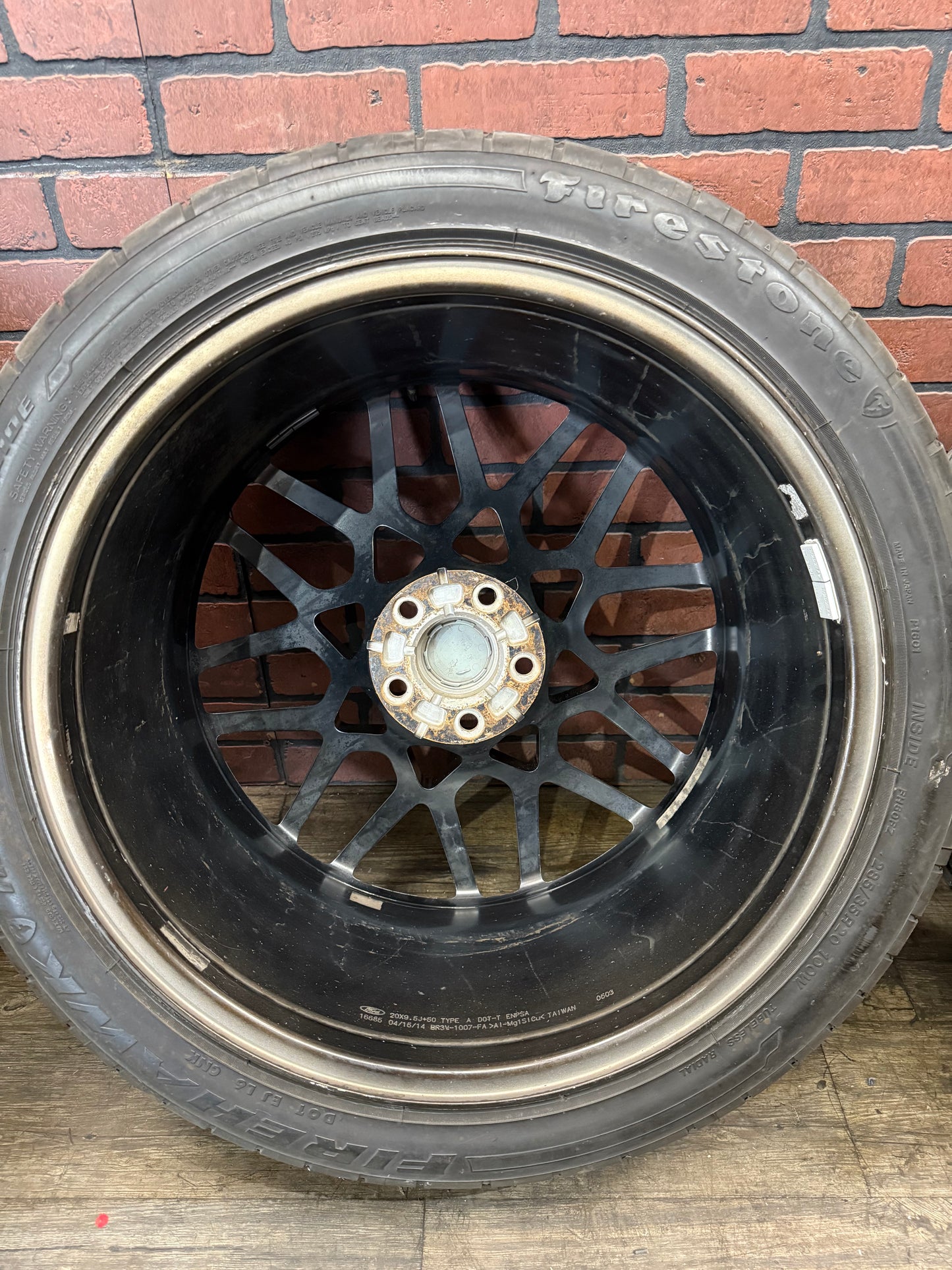 Used OEM Ford Mustang GT500 SVT Staggered Wheel and Tire Set 20x9.5, 19x9.5