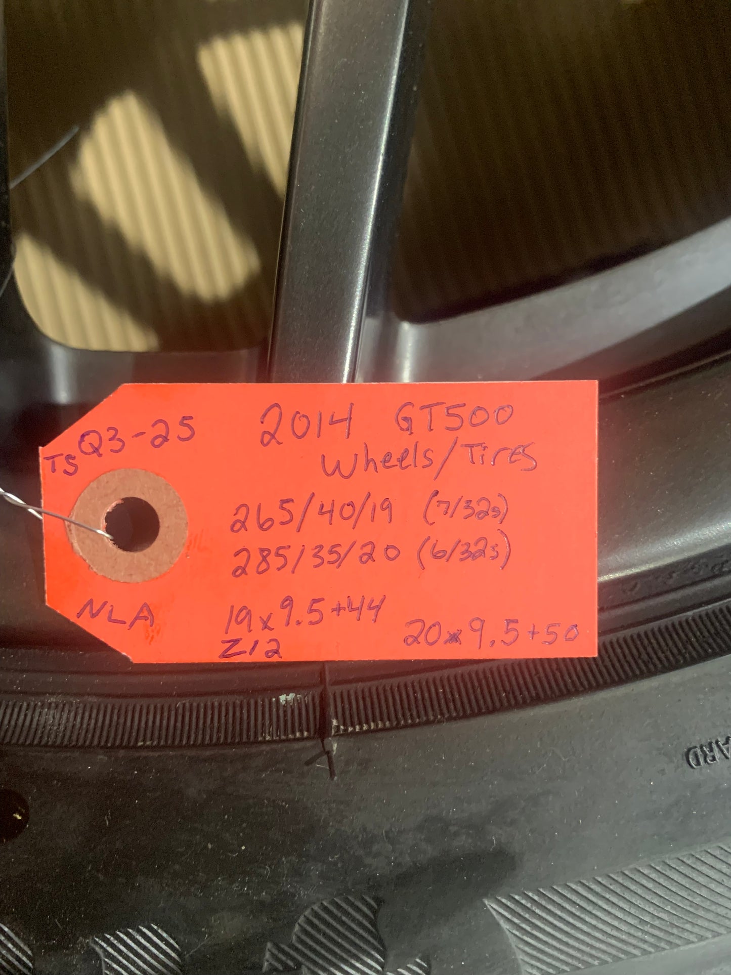 Used OEM Ford Mustang GT500 SVT Staggered Wheel and Tire Set 20x9.5, 19x9.5