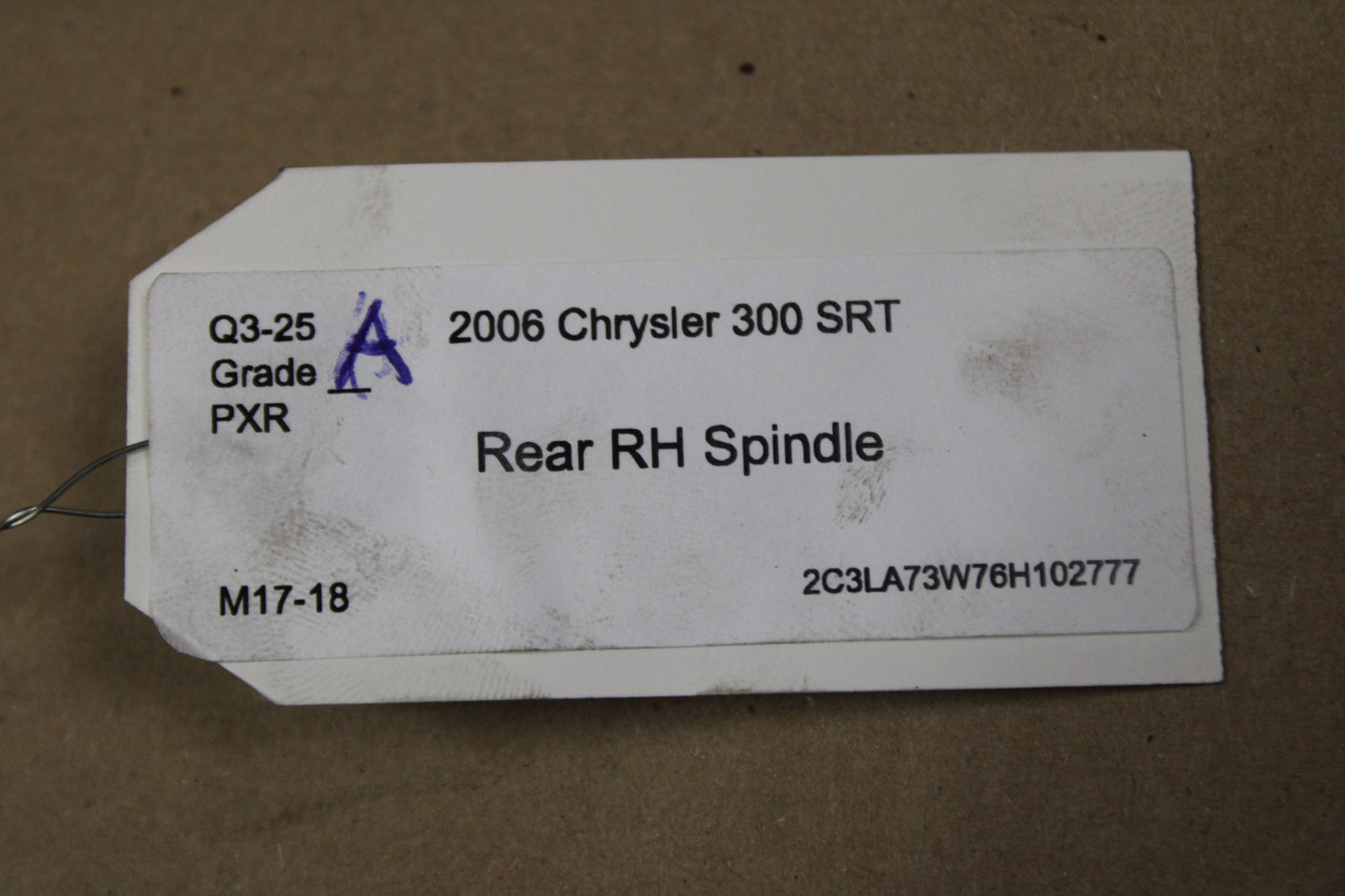06-10 CHARGER MAGNUM 300 SRT PASSENGER RH REAR SPINDLE KNUCKLE