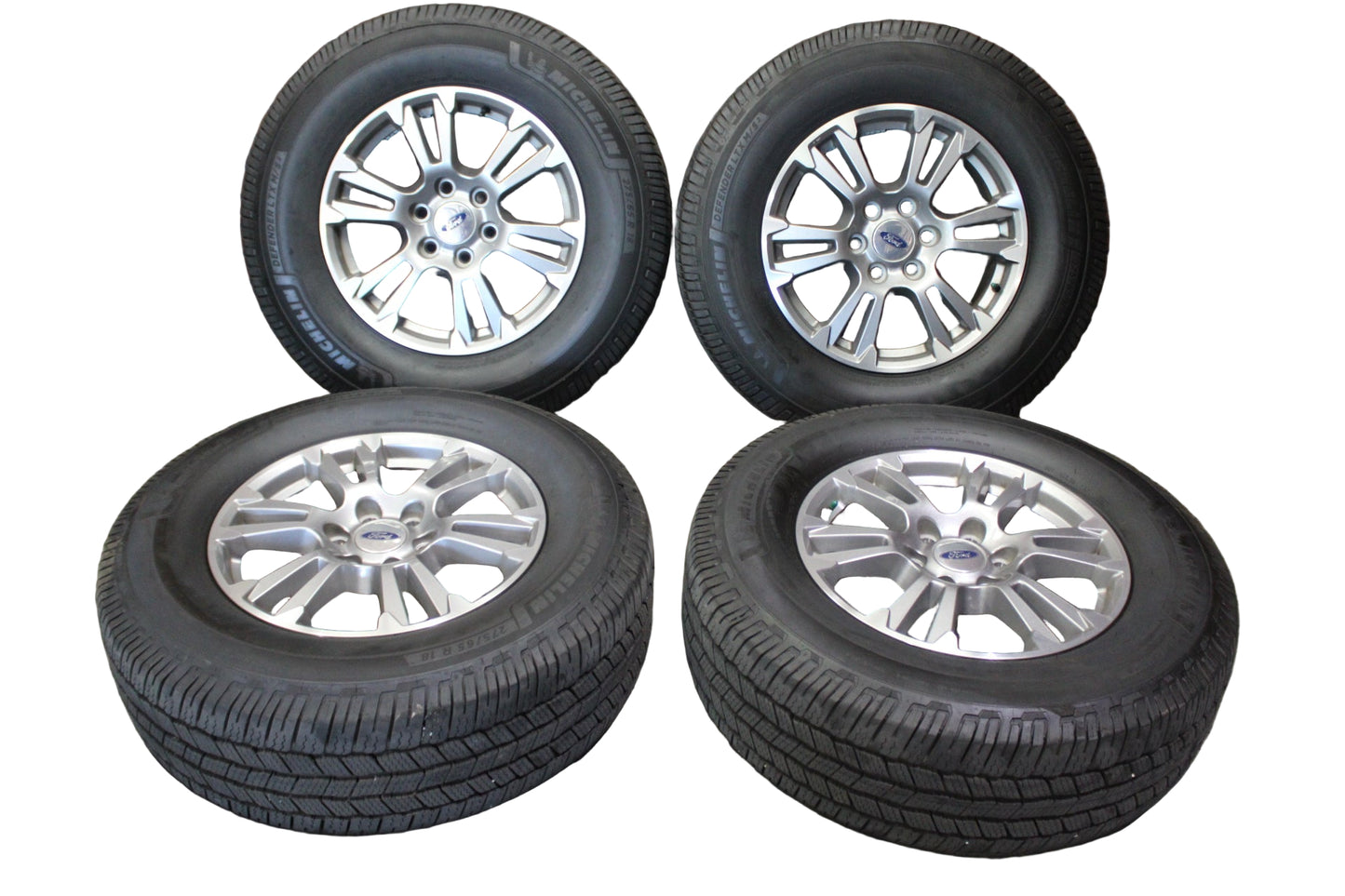 2015-2020 Ford F-150 18x7.5 6 Lug 6 Split Spoke Silver Wheel Rim Set Tires