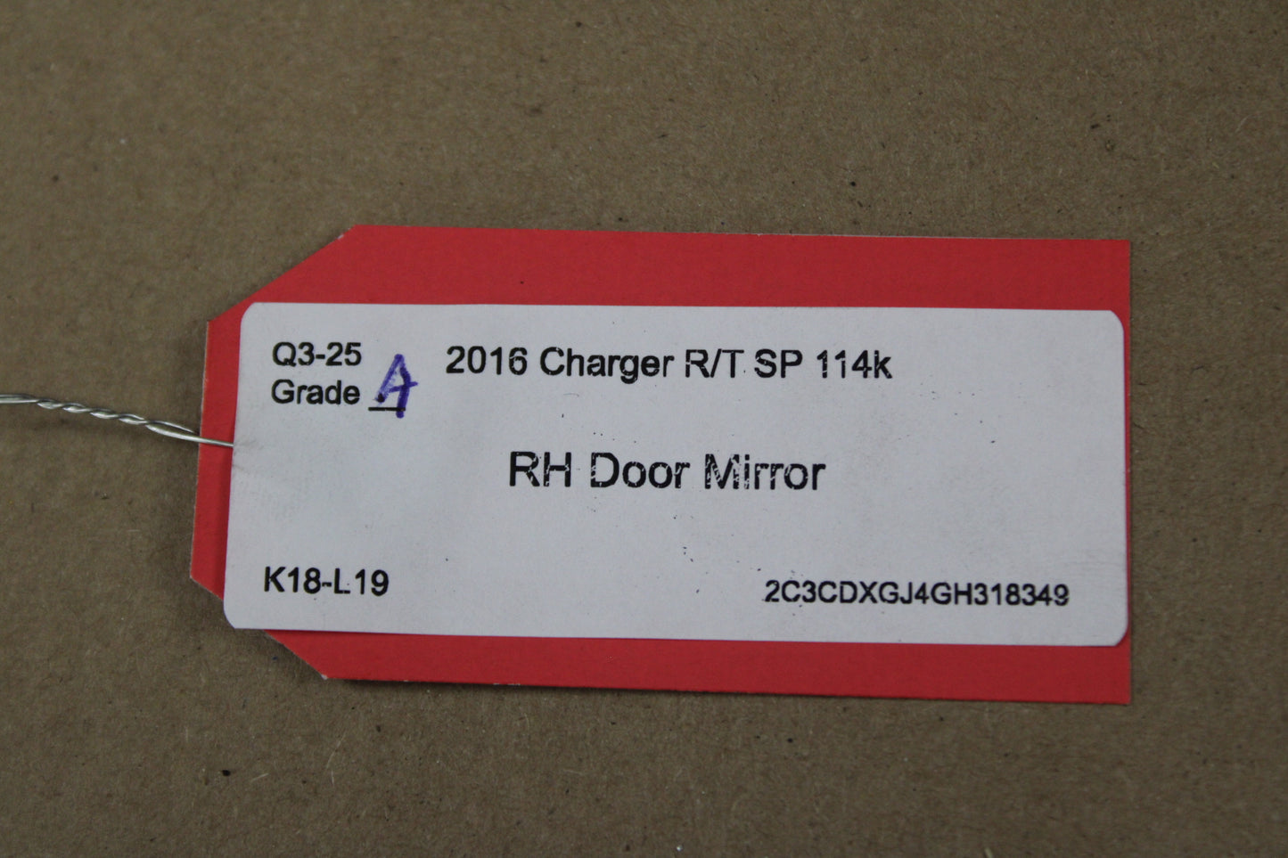 2011-2019 Dodge Charger Passenger Right Side View Mirror Power Heated Memory