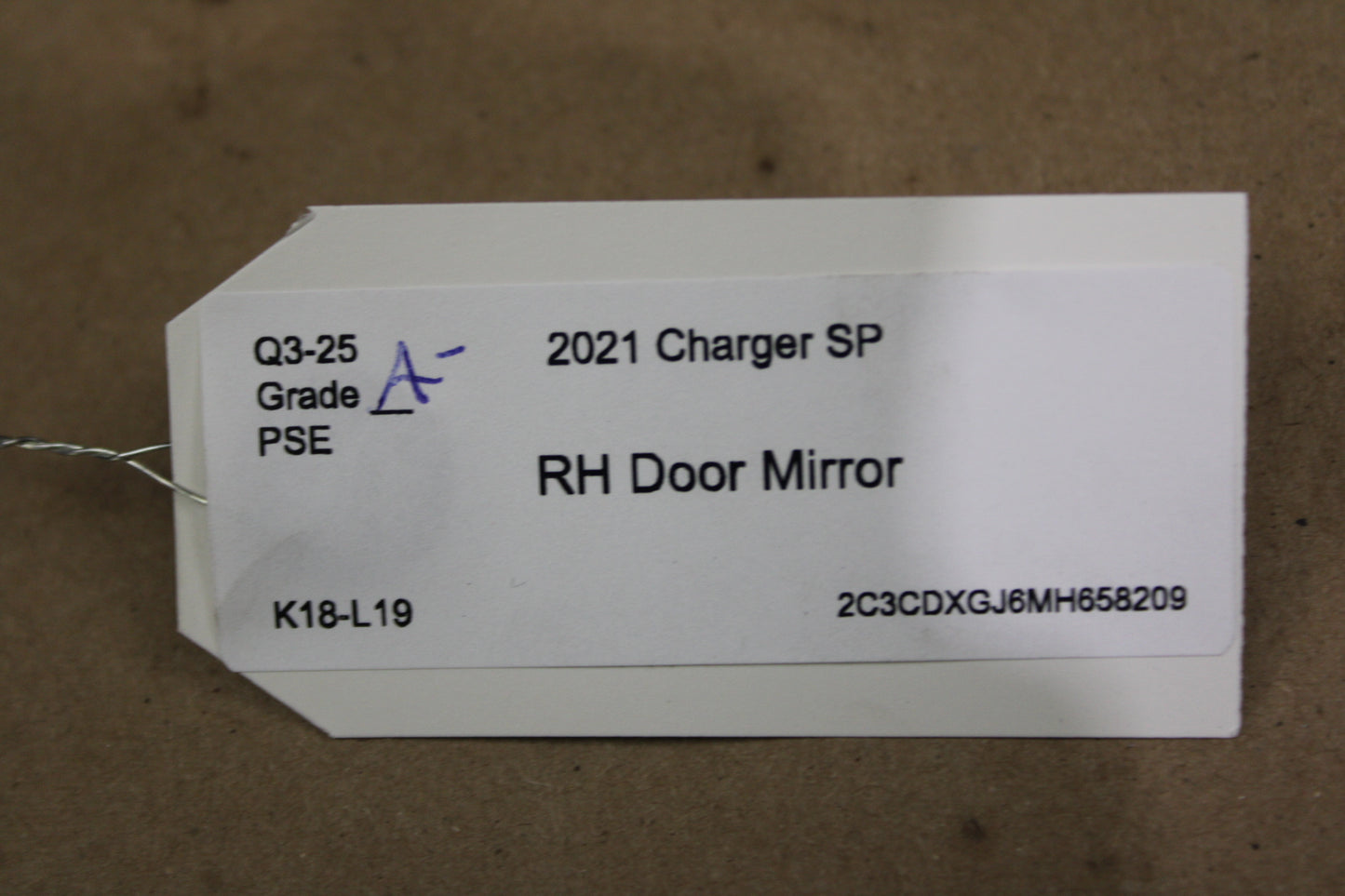 20-22 CHARGER Painted RH Passenger Power Heated Memory Door Mirror OEM