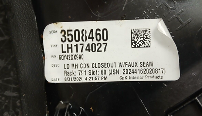 2019-2023 Dodge Charger Passenger RH Side Center Console Panel 6qy42dx9ac