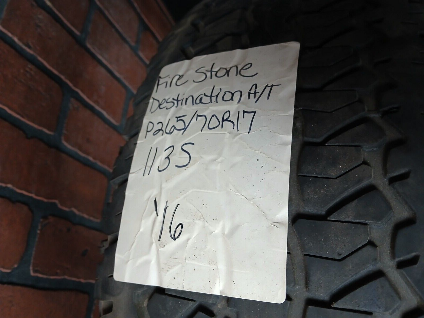 P265/70R17 Firestone Destination A/T 113S Used Tire 4/32nds