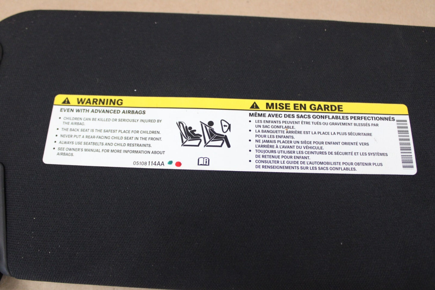 2015-2023 DODGE CHARGER R/T LEFT RIGHT BLACK SUN VISOR SET OF 2 OEM
