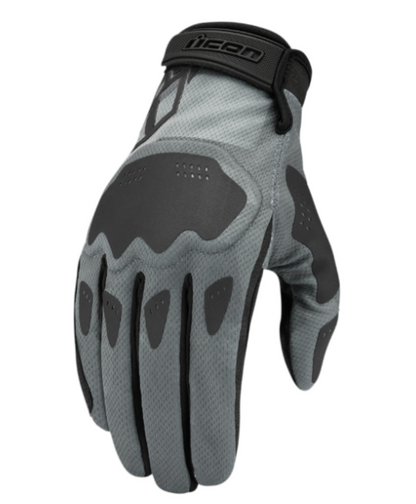 Grey Icon Hooligan Battlescar Vented Textile Gloves Size LARGE