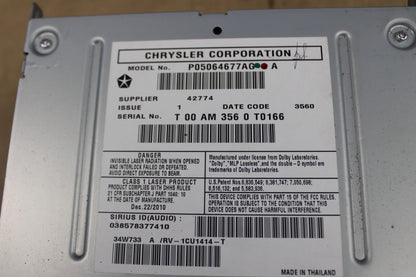 Jeep Chrysler Dodge MyGIG SiriusXM Radio Touchscreen CD DVD Player OEM 5064677AG