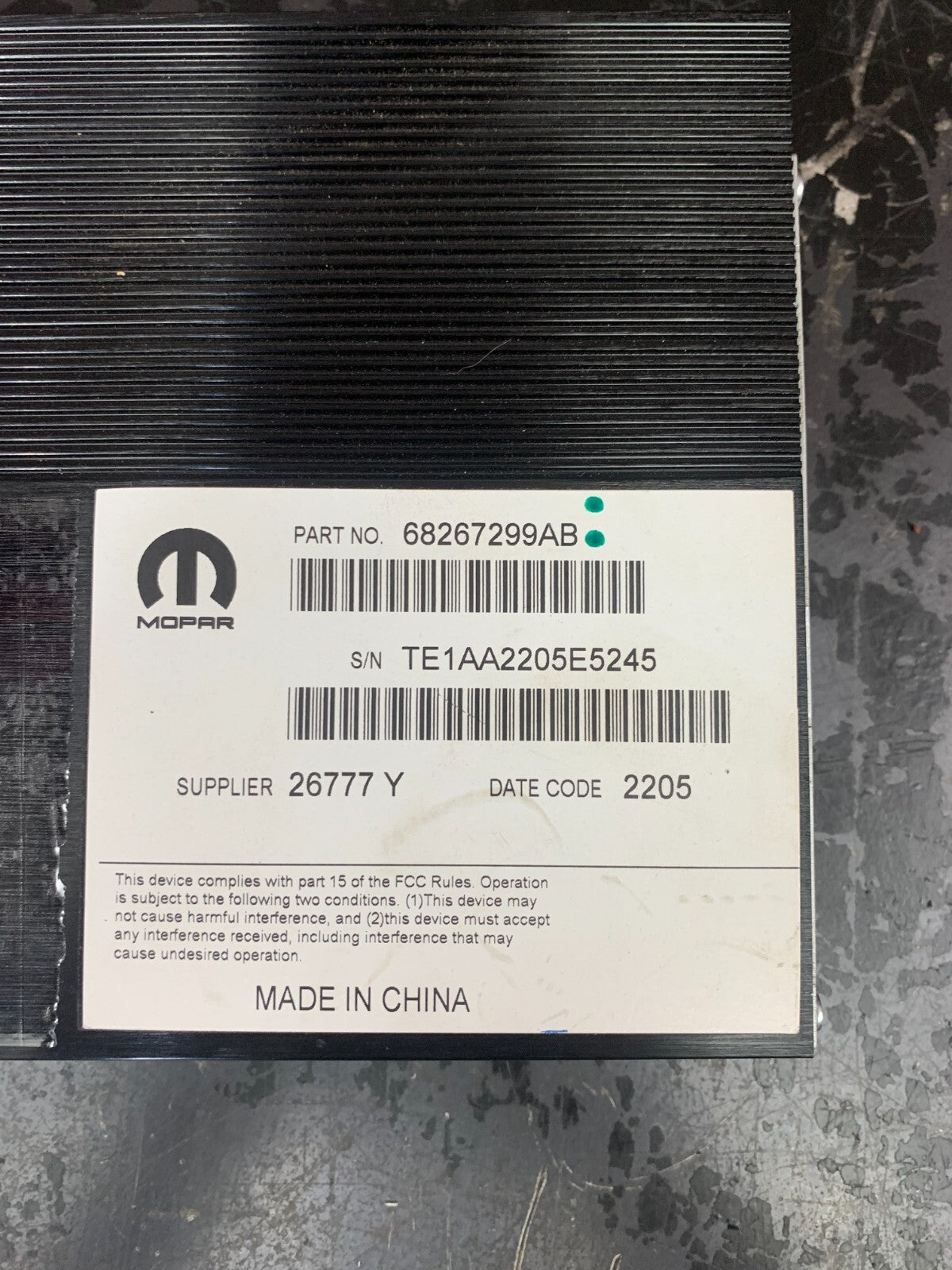 2016 CHALLENGER/CHARGER/CHRYSLER 300 RADIO AUDIO AMP AMPLIFIER MODULE 68267299AB