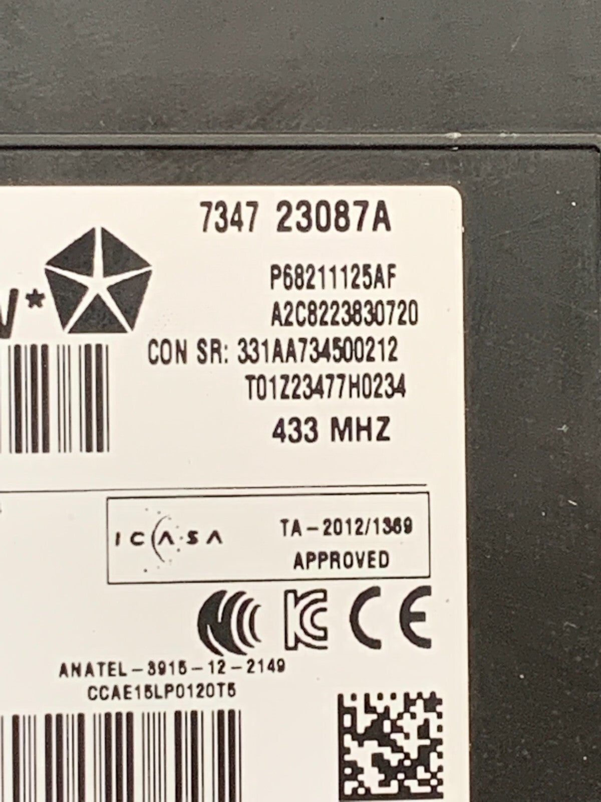 2016-2017 GRAND CHEROKEE DURANGO RFHUB KEYLESS ENTRY RECEIVER MODULE 68211125AE