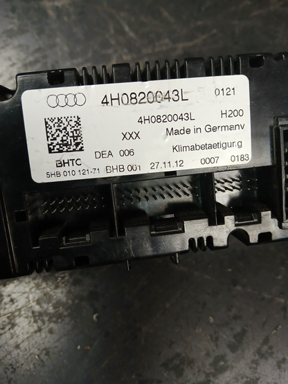 2011-2014 Audi A8 HVAC Climate Control Temperate Module Assembly 4h0 820 043 l