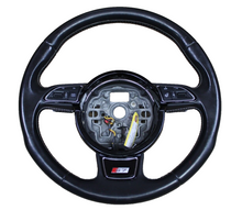 2013-2018 Audi S7 3 Spoke Steering Wheel Assembly Heated Tiptronic Black Leather
