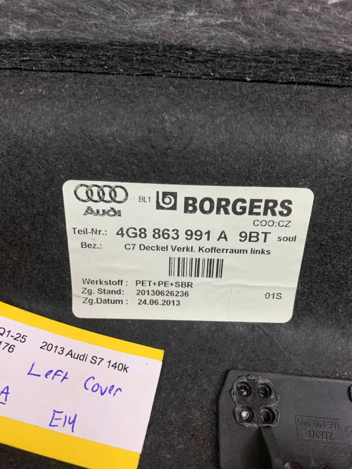2012-2018 AUDI A6 A7 C7 TRUNK LEFT SIDE QUARTER PANEL FLAP COVER LID PANEL OEM