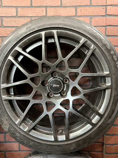 Used OEM Ford Mustang GT500 SVT Staggered Wheel and Tire Set 20x9.5, 19x9.5